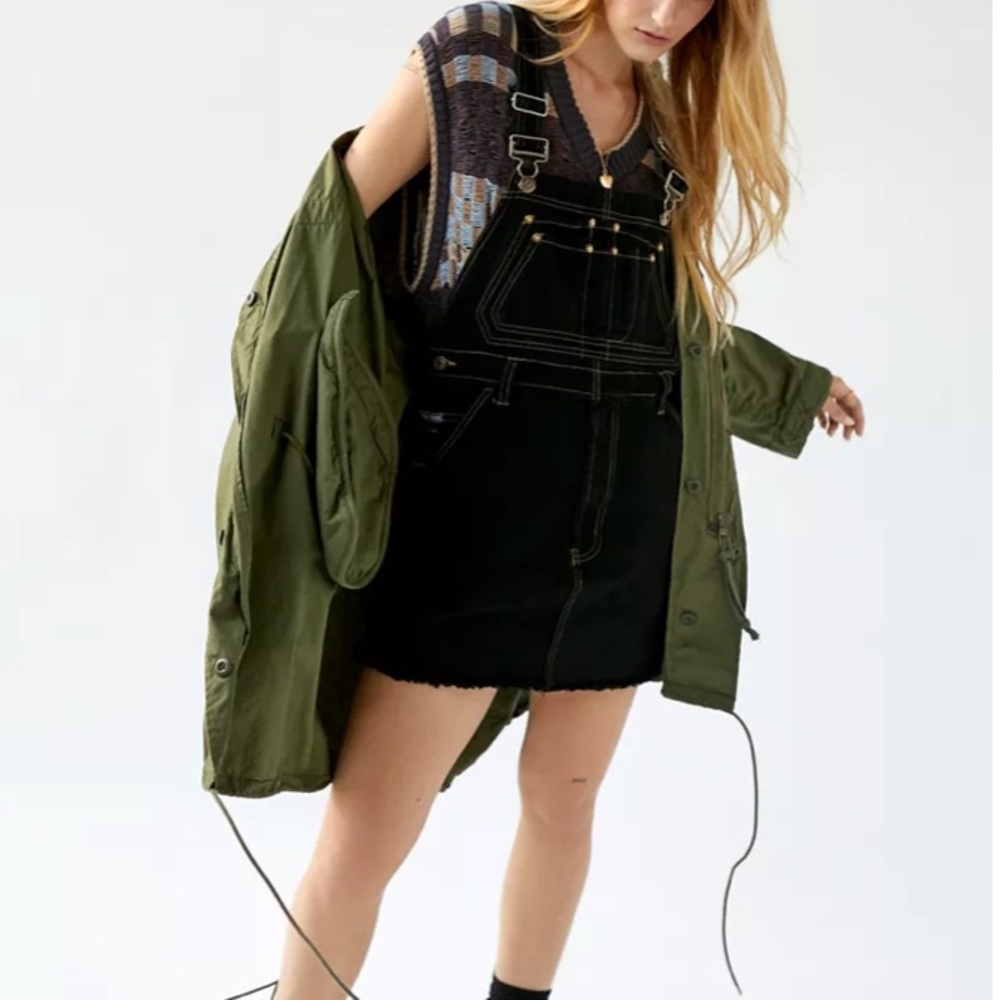 UO Urban Renewal No Boundaries Skirtall Dress in Vintage Denim Black Size Small